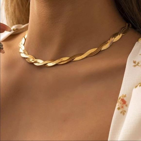 NEW 18K GOLD TWISTED SNAKE CHAIN NECKLACE - Picture 2 of 6